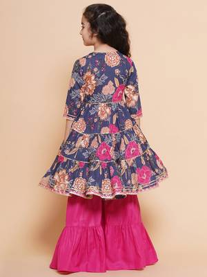 pink Printed Pure Cotton Kurta Set 5
