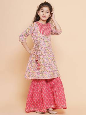 Pink Printed Pure Cotton Kurta Set 2