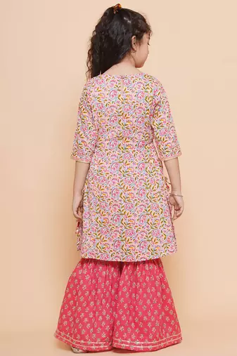 Pink Printed Pure Cotton Kurta Set