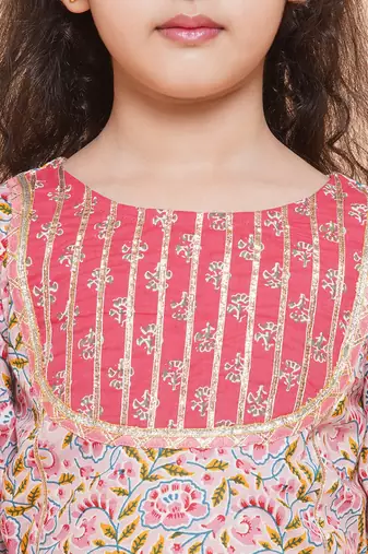 Pink Printed Pure Cotton Kurta Set