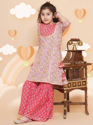 Pink Printed Pure Cotton Kurta Set 5