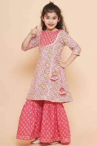 Pink Printed Pure Cotton Kurta Set