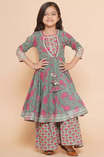 Green Printed Pure Cotton Kurta Set