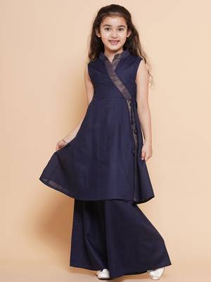 Blue Solid Cotton Kurta Set 1