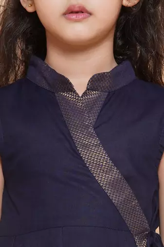 Blue Solid Cotton Kurta Set