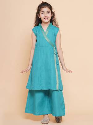 Green Solid Cotton Kurta Set 1