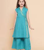 Green Solid Cotton Kurta Set