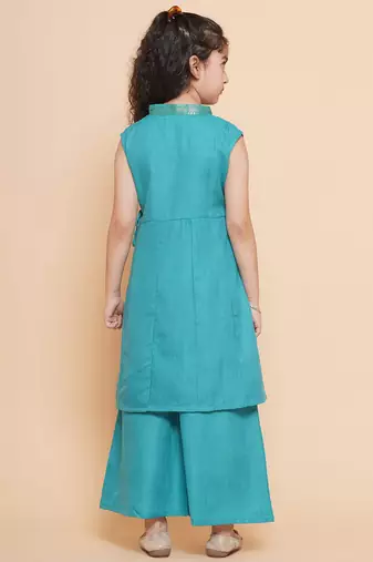 Green Solid Cotton Kurta Set