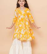 Yellow Printed Pure Cotton Kurta Set