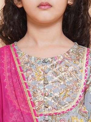 Blue Printed Cotton Lehenga Choli Set 2