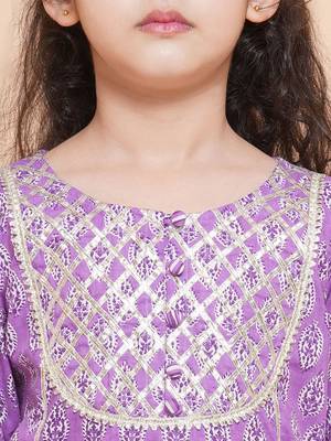 Purple Printed Pure Cotton Kurta Set 2
