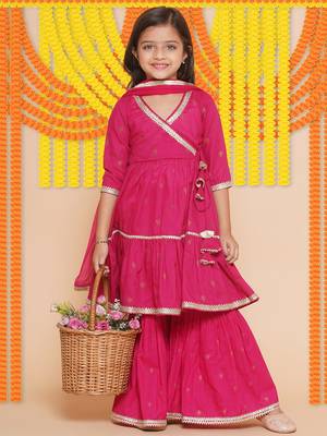 pink Printed Pure Cotton Kurta Set 1