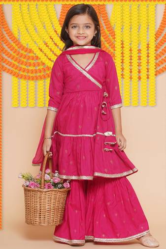 pink Printed Pure Cotton Kurta Set