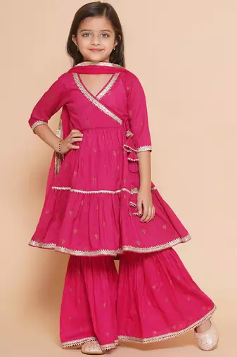 pink Printed Pure Cotton Kurta Set