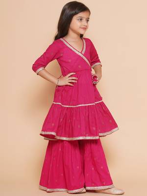 pink Printed Pure Cotton Kurta Set 5