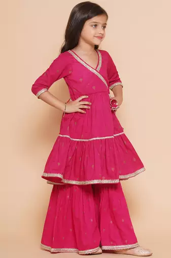pink Printed Pure Cotton Kurta Set