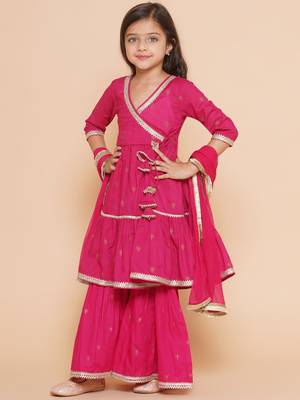 pink Printed Pure Cotton Kurta Set 6