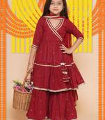 Maroon Printed Pure Cotton Kurta Set