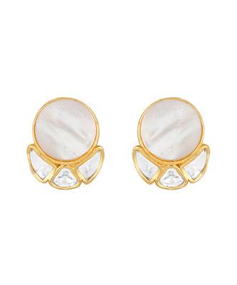Mother of pearl & polki studs 2