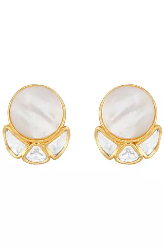Mother of pearl & polki studs