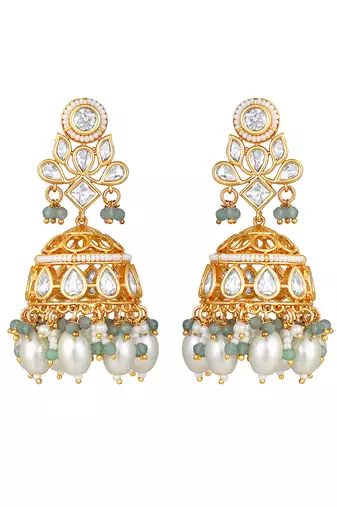 Kundan polki jhumkas