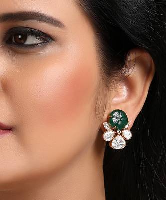 Carved onyx & polki earrings 1