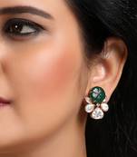 Carved onyx & polki earrings