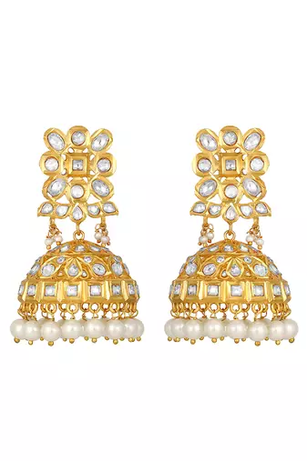 Gold polki jhumkas