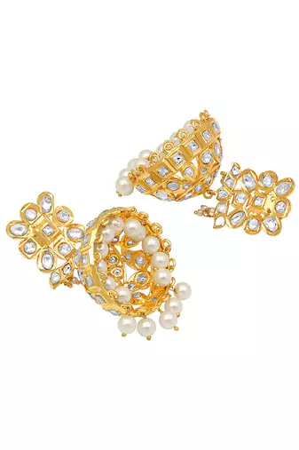 Gold polki jhumkas