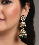 Green kundan jhumkas