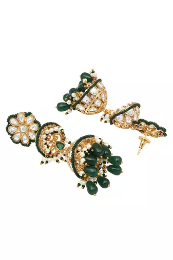 Green kundan jhumkas