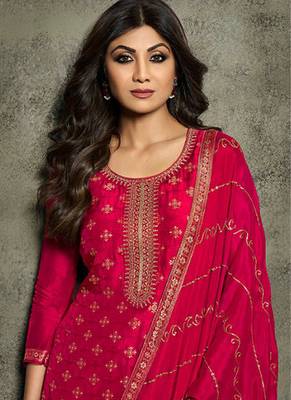Gorgeous Red Silk Straight Suit For Women Wedding Wear 2