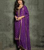Gorgeous Purple Silk Straight Suit For Women Wedding Wear