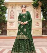 Dark green soft silk full stitched sharara suits with dupatta