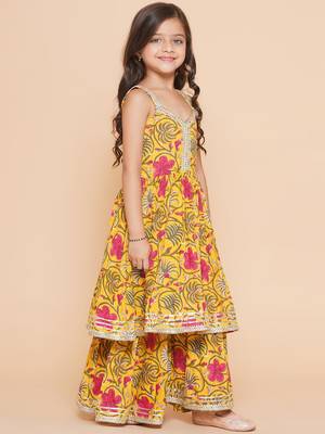 Yellow Printed Pure Cotton Kurta Set 2