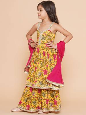 Yellow Printed Pure Cotton Kurta Set 6