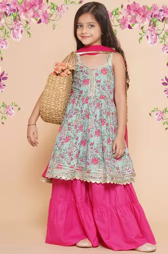 Blue Printed Pure Cotton Kurta Set