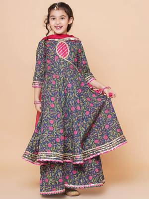 Blue Printed Pure Cotton Kurta Set 1