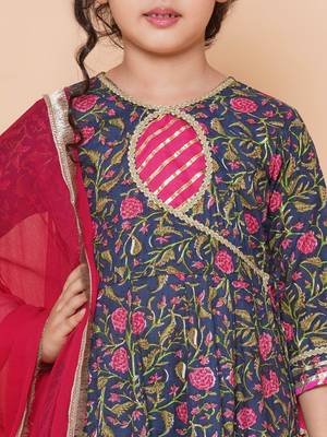 Blue Printed Pure Cotton Kurta Set 5