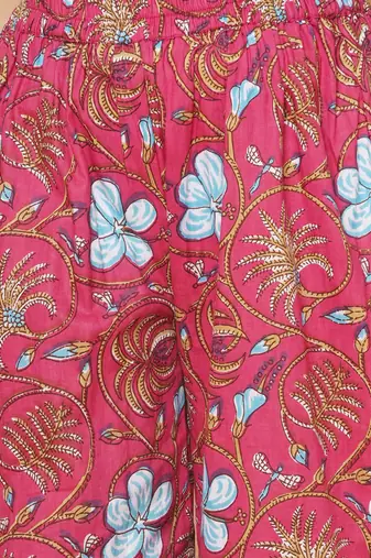 Peach Printed Pure Cotton Kurta Set