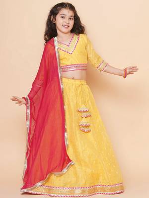 Yellow Woven Design Silk Lehenga Choli Set 3