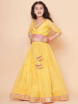 Yellow Woven Design Silk Lehenga Choli Set 6