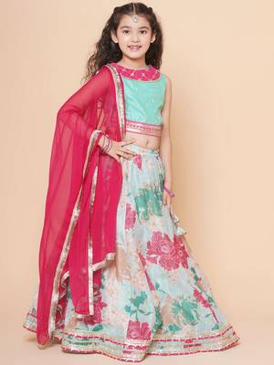 Pink Embroidered Silk Lehenga Choli Set 1