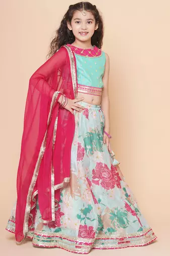Pink Embroidered Silk Lehenga Choli Set