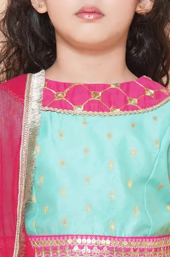 Pink Embroidered Silk Lehenga Choli Set