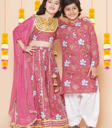Pink Printed Cotton Lehenga Choli Set