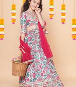 White Printed Cotton Lehenga Choli Set