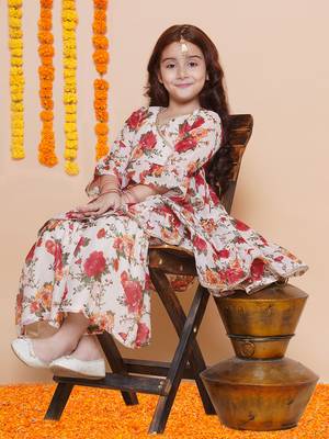 white Printed Silk Kurta Set 1
