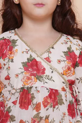 white Printed Silk Kurta Set