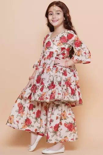 white Printed Silk Kurta Set